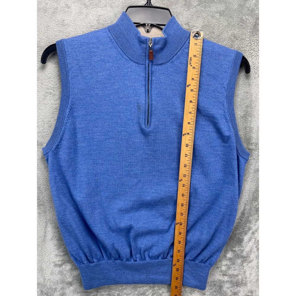 Peter Millar‎ Women's 1/4 Zip Sweater Vest XL Heather Blue Merino Wool - Picture 3 of 9